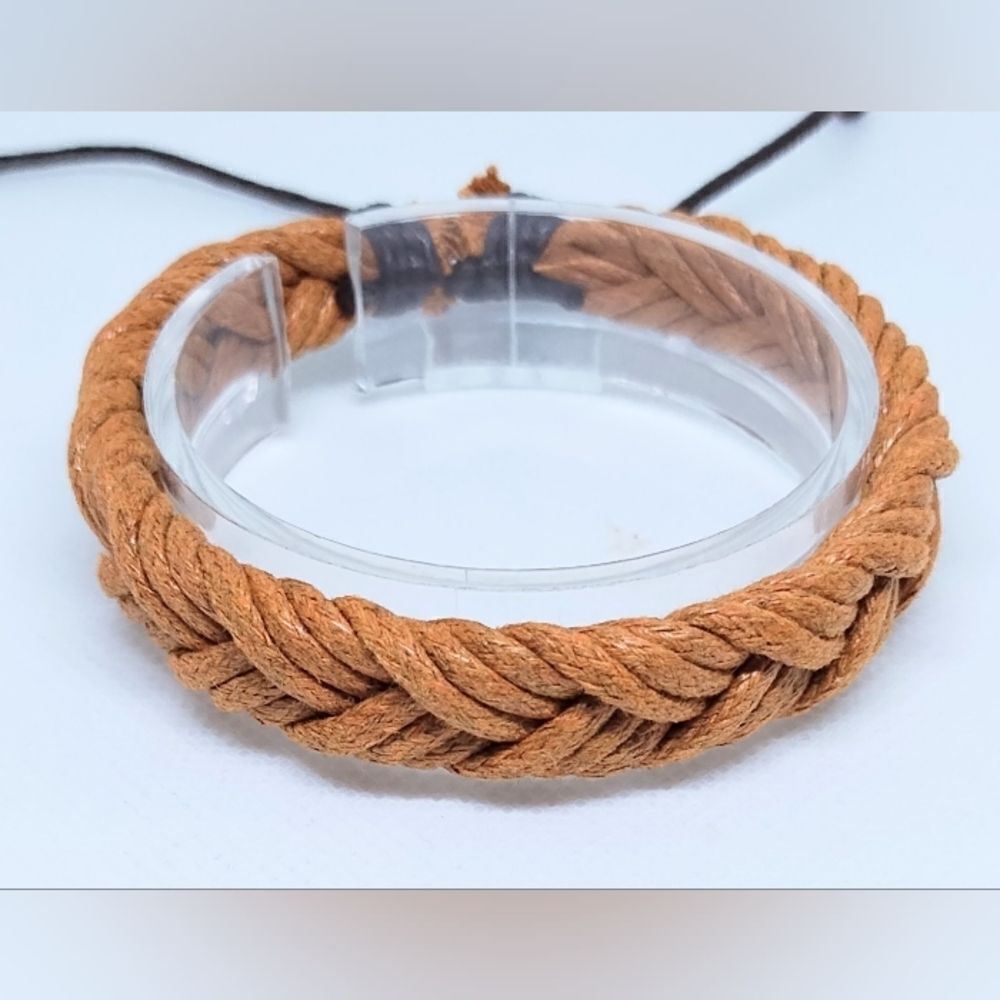 Men's leather‎ bracelet braided brown new e47